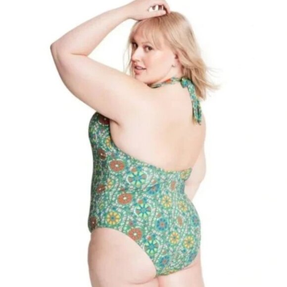 NWT RHODE Zinnia Floral Print Halter High-Leg Cheeky Swimsuit - Picture 6 of 7